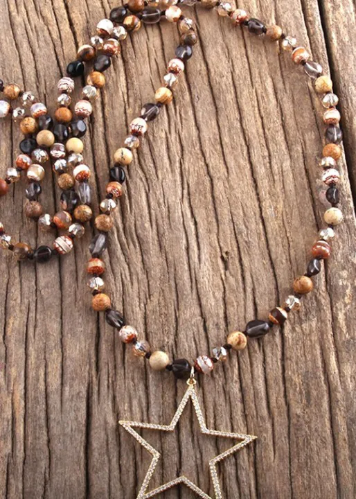 Boho Beaded Necklace - Star Metal Pendant sold by Boho Mood product image thumbnail 2