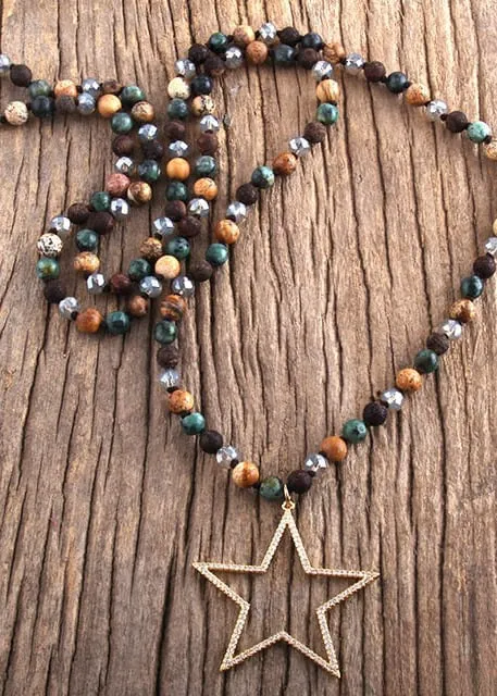 Boho Beaded Necklace - Star Metal Pendant sold by Boho Mood product image thumbnail 5