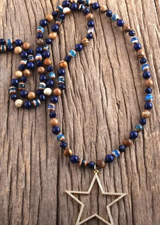 Boho Beaded Necklace - Star Metal Pendant sold by Boho Mood product image thumbnail 3