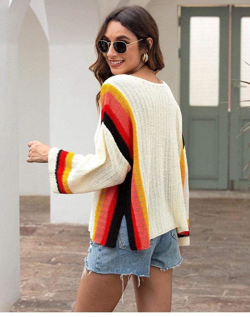 Boho White Knit Pullover Rainbow sold by Boho Mood product image thumbnail 4