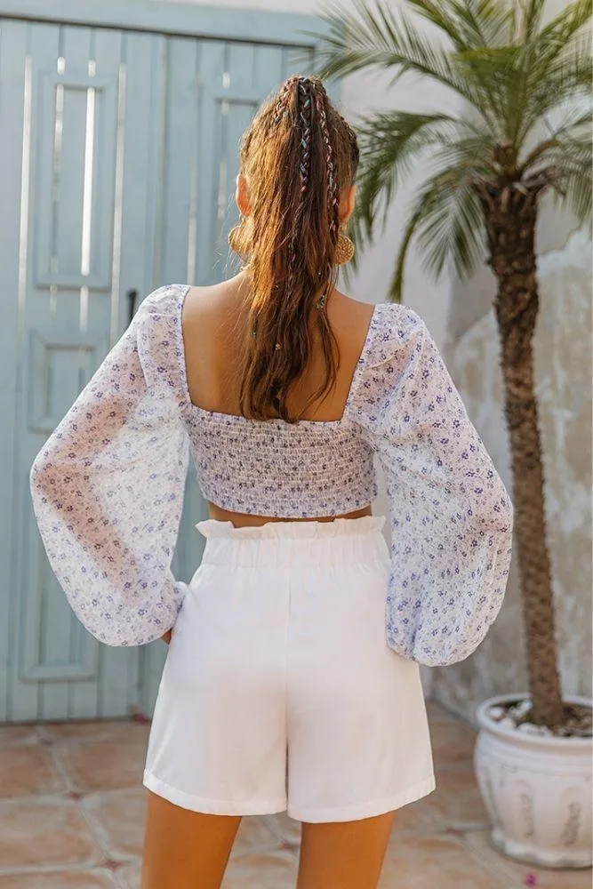 Boho Floral Smocked Bustier Crop Top sold by Boho Mood product image thumbnail 5