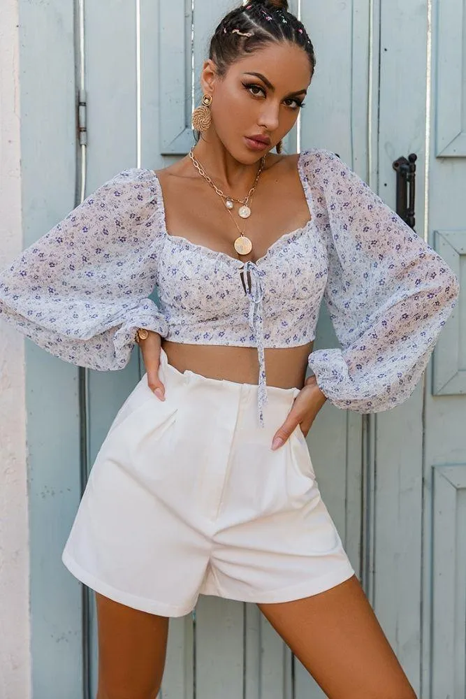 Boho Floral Smocked Bustier Crop Top sold by Boho Mood