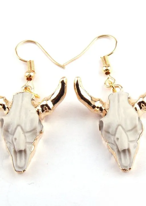 Gold Boho Earrings - White Horn sold by Boho Mood