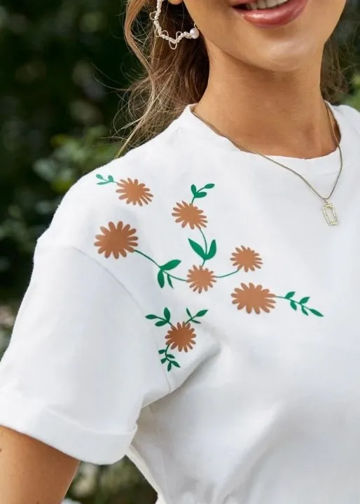 White Peplum Boho top with embroidered motif sold by Boho Mood product image thumbnail 3