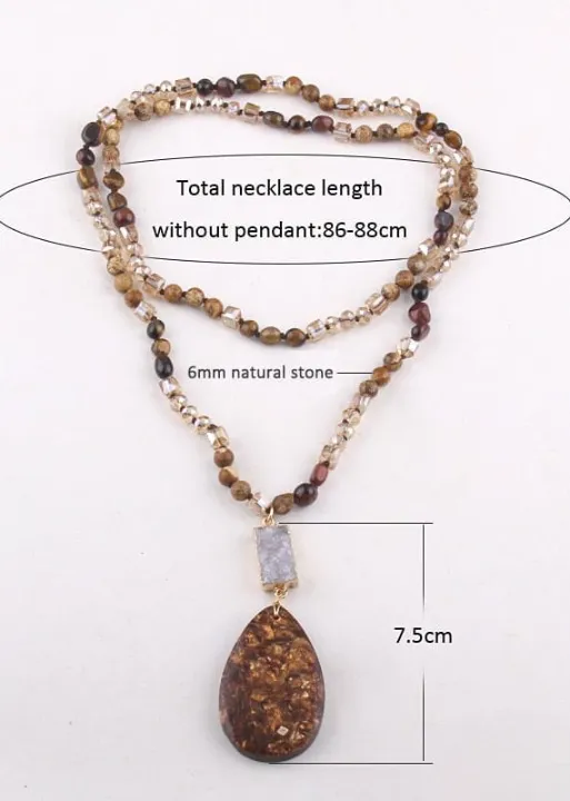 Long Boho Beaded Necklace - Teardrop Pendant sold by Boho Mood product image thumbnail 4