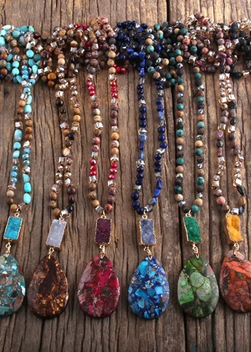 Long Boho Beaded Necklace - Teardrop Pendant sold by Boho Mood product image thumbnail 3