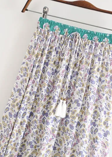 Boho maxi Skirt with purple and green floral pattern sold by Boho Mood product image thumbnail 5