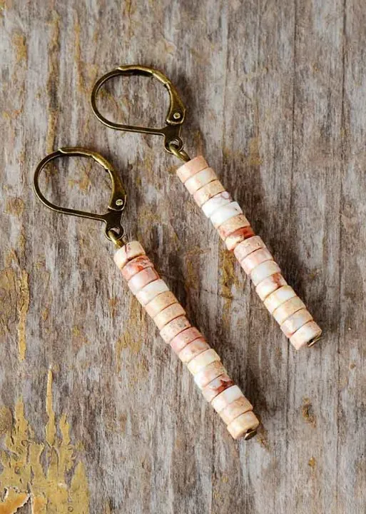 Boho Beaded Dangle Earrings - Natural Stone sold by Boho Mood product image thumbnail 2