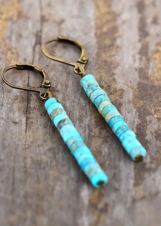 Boho Beaded Dangle Earrings - Natural Stone sold by Boho Mood