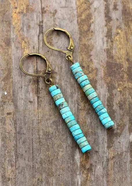 Boho Beaded Dangle Earrings - Natural Stone sold by Boho Mood product image thumbnail 3
