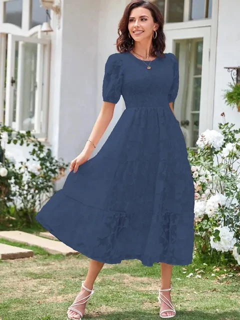 Navy Blue Boho Midi Dress sold by Boho Mood