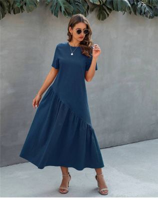 Asymmetrical Navy Blue Boho Dress sold by Boho Mood
