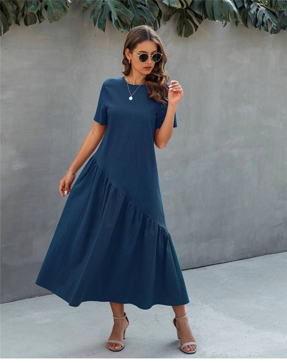Asymmetrical Navy Blue Boho Dress sold by Boho Mood