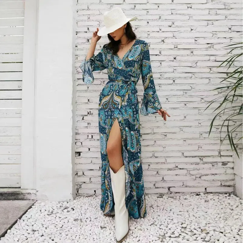 Blue Boho Long Sleeve Maxi Dress sold by Boho Mood product image thumbnail 2