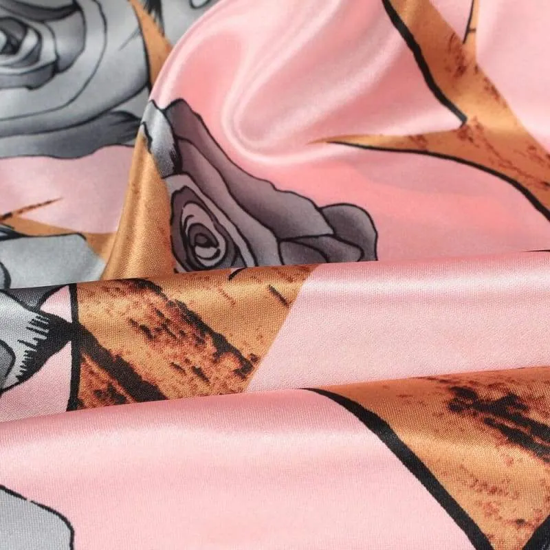 Boho Pink Scarf with Grey Floral print sold by Boho Mood product image thumbnail 2