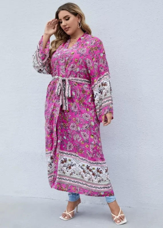 Plus Size Boho Kimono Pink Floral sold by Boho Mood