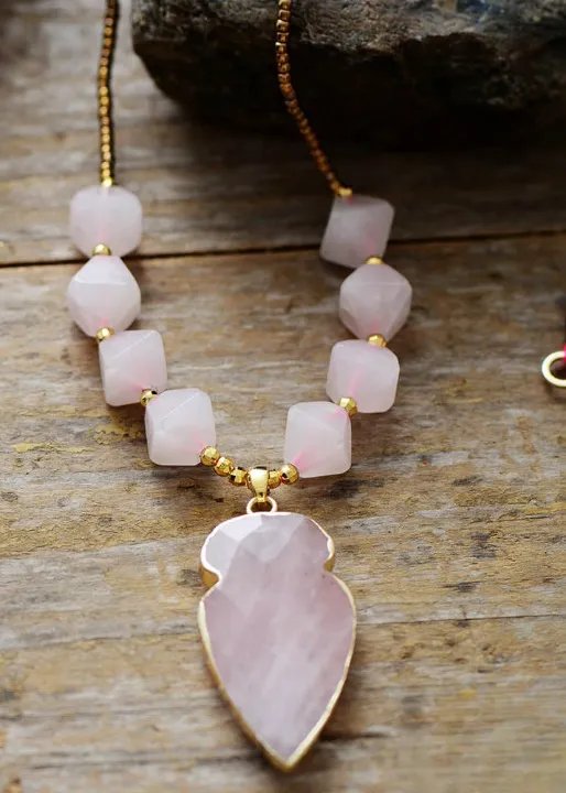 Boho Beads Necklace - Hexagonal Cone Pendant sold by Boho Mood product image thumbnail 3