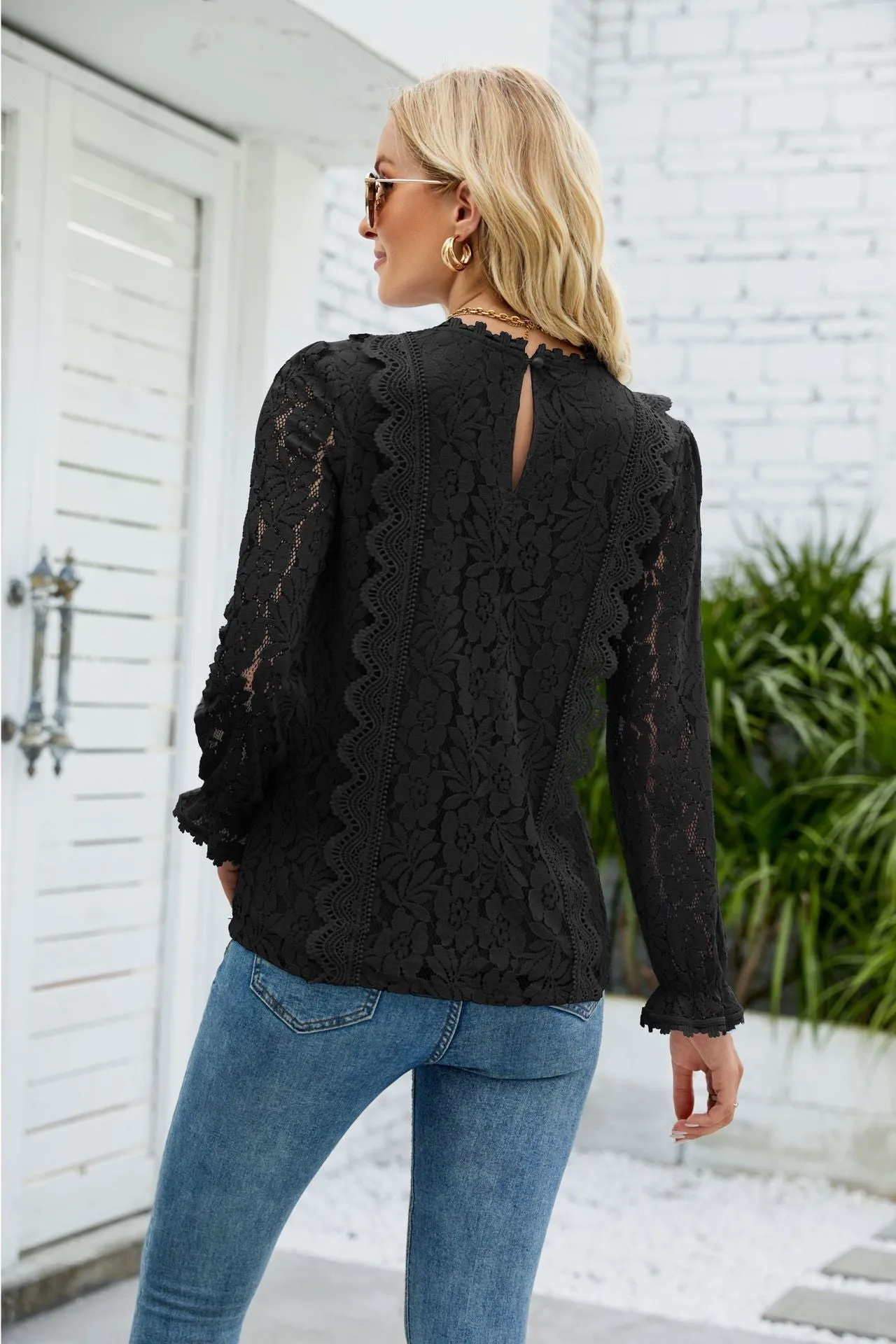 Boho Black Lace Blouse sold by Boho Mood product image thumbnail 2