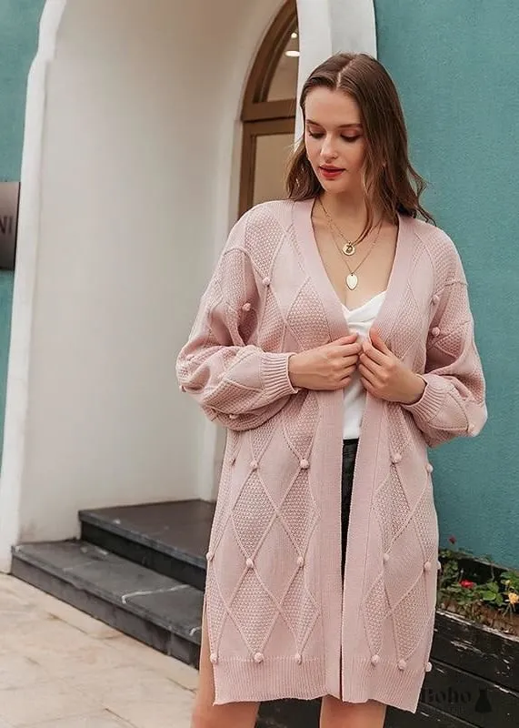 Boho Mid-length Cardigan with relief, Puffed Sleeves sold by Boho Mood product image thumbnail 5