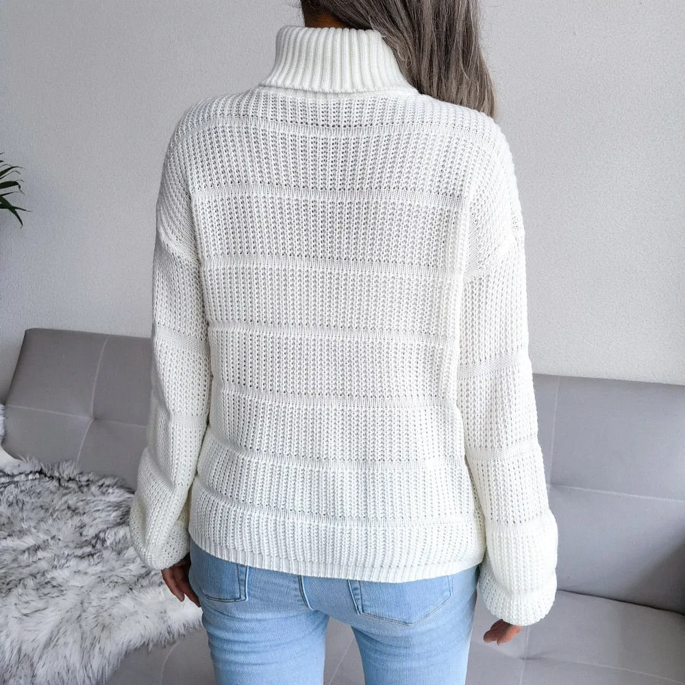White Boho Knit Roll Neck Sweater sold by Boho Mood product image thumbnail 4