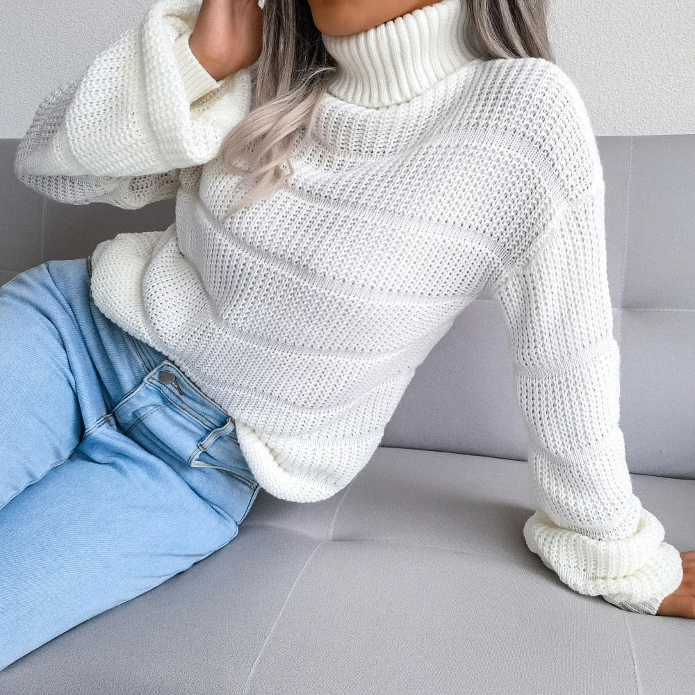 White Boho Knit Roll Neck Sweater sold by Boho Mood product image thumbnail 3