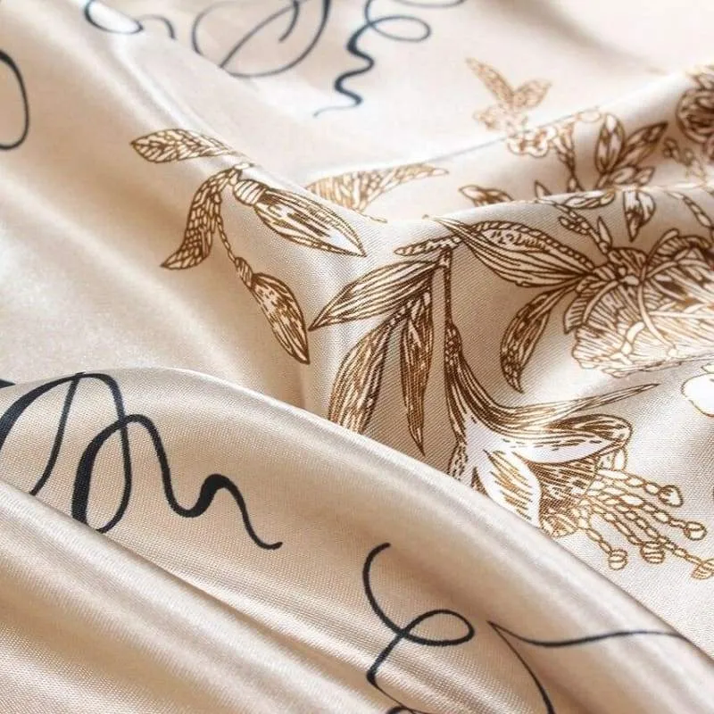 Boho Chic Beige Scarf with golden print sold by Boho Mood product image thumbnail 2