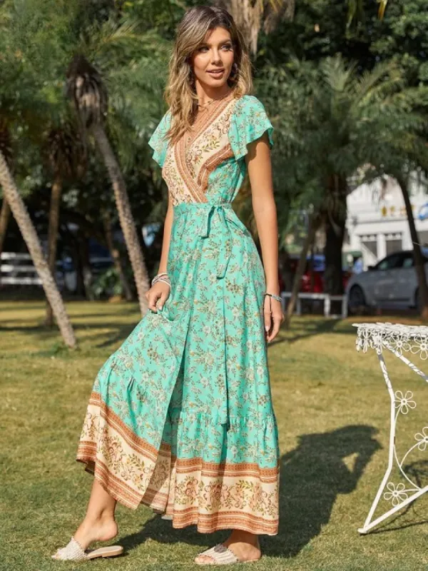 Green Boho Maxi Dress sold by Boho Mood