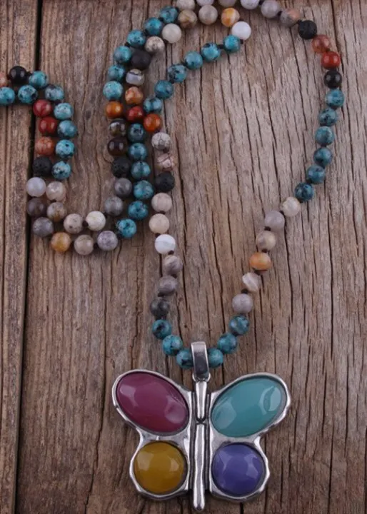 Boho Beaded Necklace - Butterfly Pendant sold by Boho Mood product image thumbnail 2