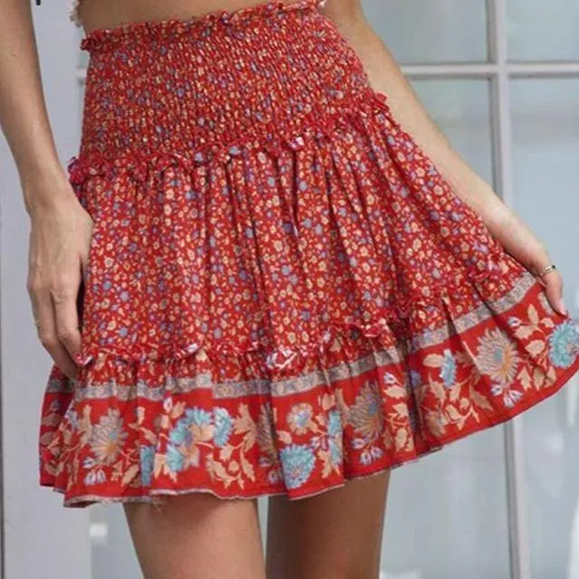 Boho Mini Skirt Elyne with Floral Pattern sold by Boho Mood product image thumbnail 2