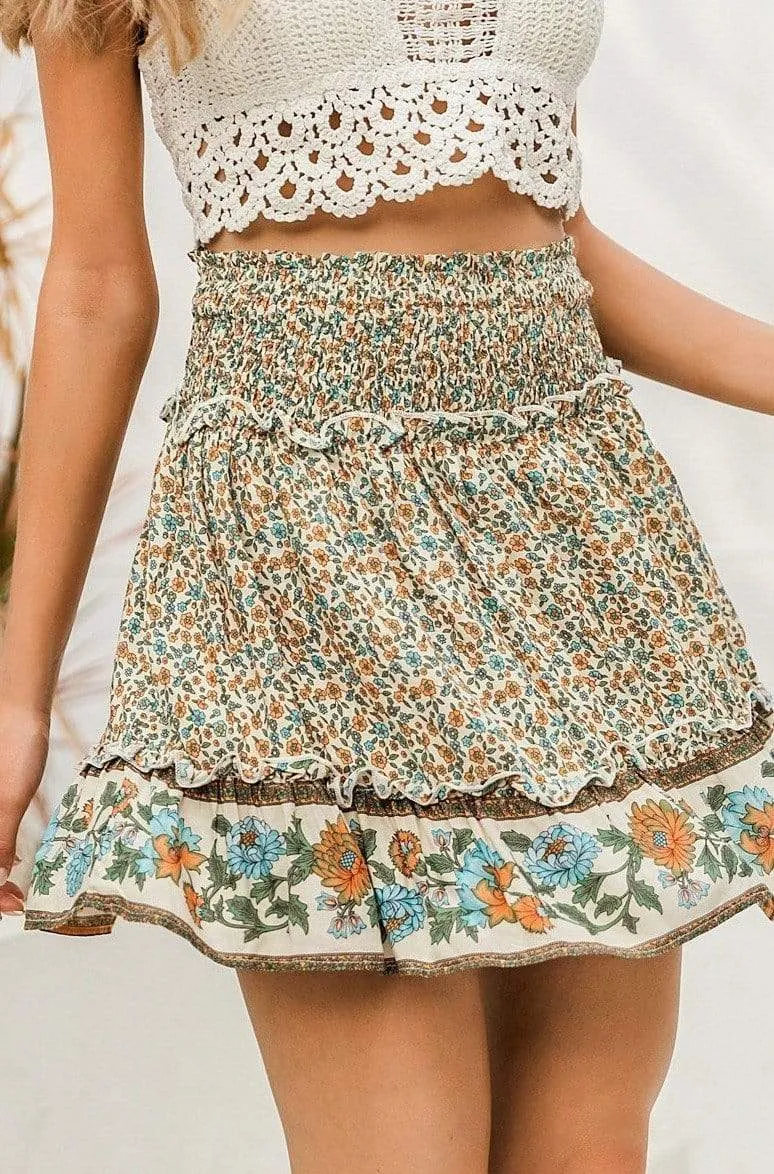 Boho Mini Skirt Elyne with Floral Pattern sold by Boho Mood product image thumbnail 5