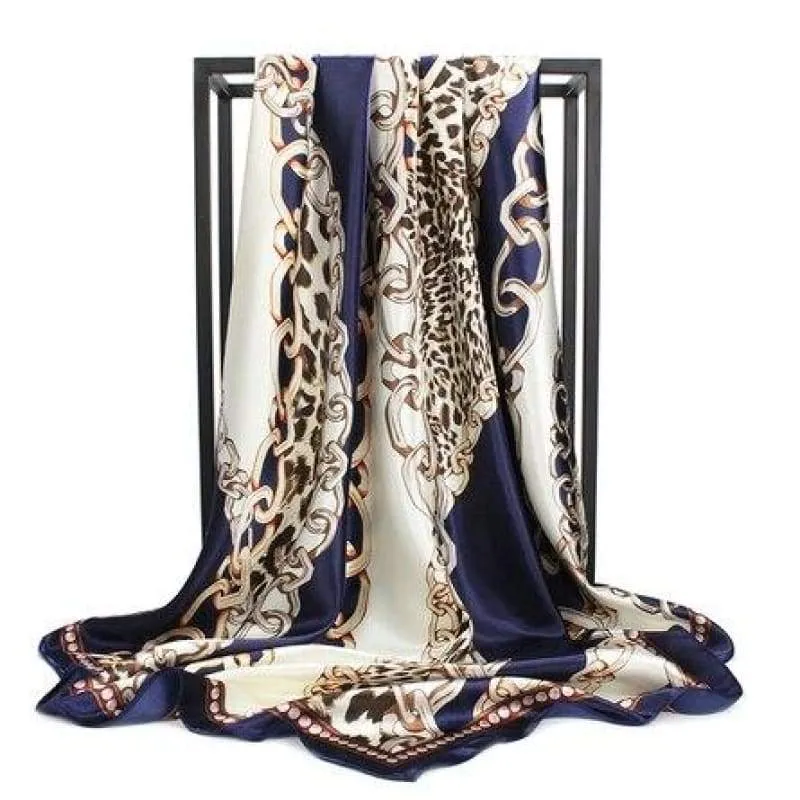 Boho Scarf blue white gold chains pattern sold by Boho Mood