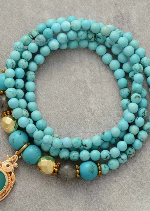 Turquoise Boho Beaded Necklace sold by Boho Mood product image thumbnail 5