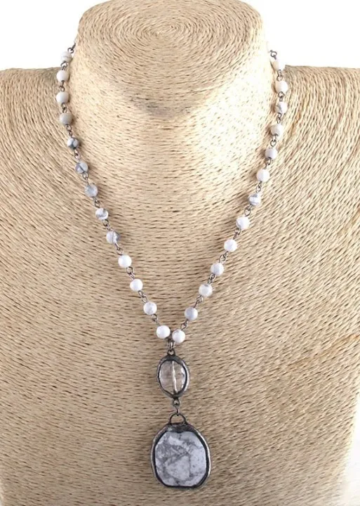 Boho Beaded Necklace Crystal Pendant sold by Boho Mood product image thumbnail 3