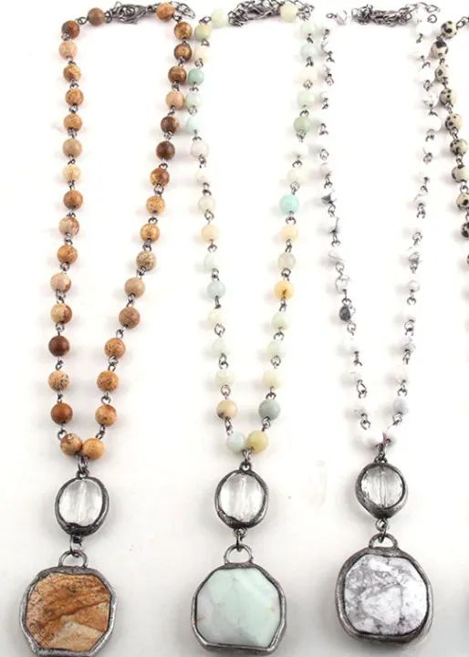 Boho Beaded Necklace Crystal Pendant sold by Boho Mood product image thumbnail 2