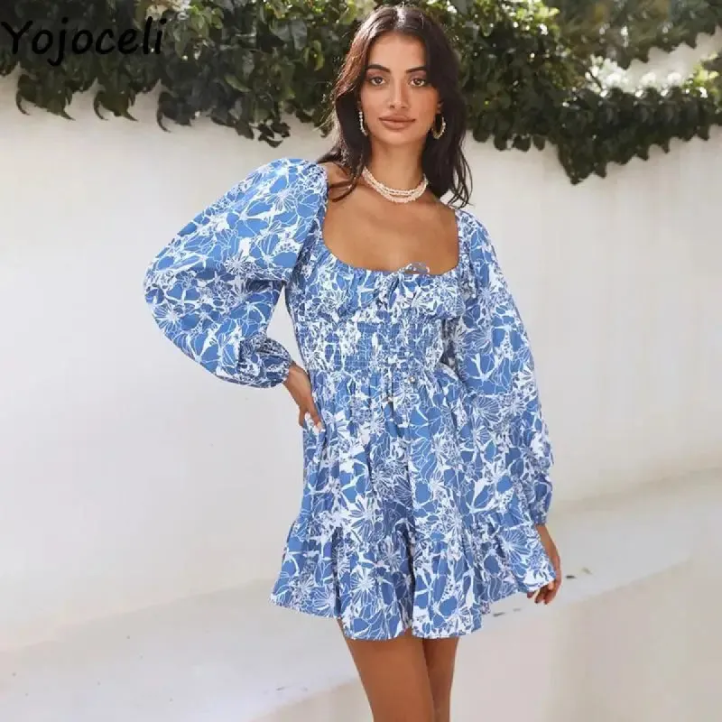 Hippie Festival Blue Mini Flared Dress sold by Boho Mood