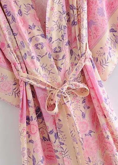 Perfect Long Pink Floral Kimono sold by Boho Mood product image thumbnail 4