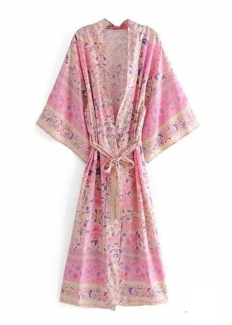 Perfect Long Pink Floral Kimono sold by Boho Mood product image thumbnail 3