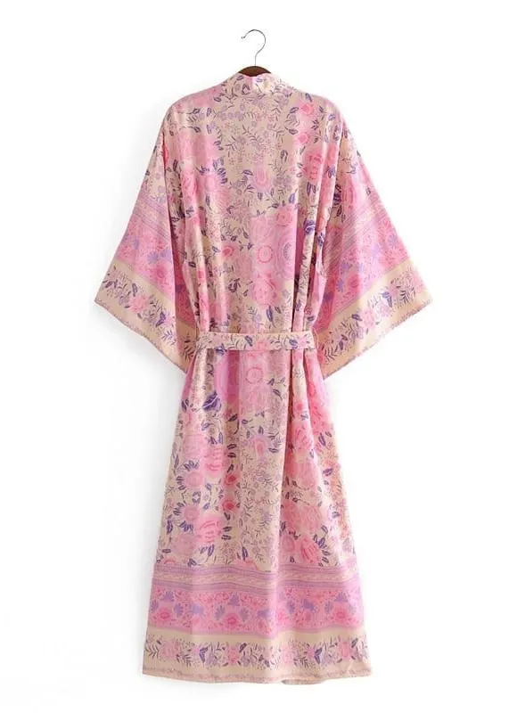 Perfect Long Pink Floral Kimono sold by Boho Mood product image thumbnail 2