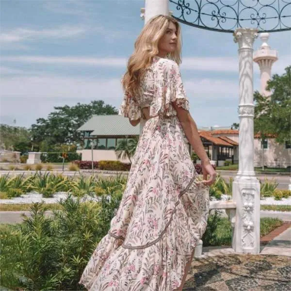 Flowy Boho Maxi Dress with Sleeves sold by Boho Mood product image thumbnail 3
