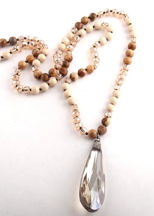 Boho Beaded Necklace - Teardrop Crystal Pendant sold by Boho Mood product image thumbnail 4