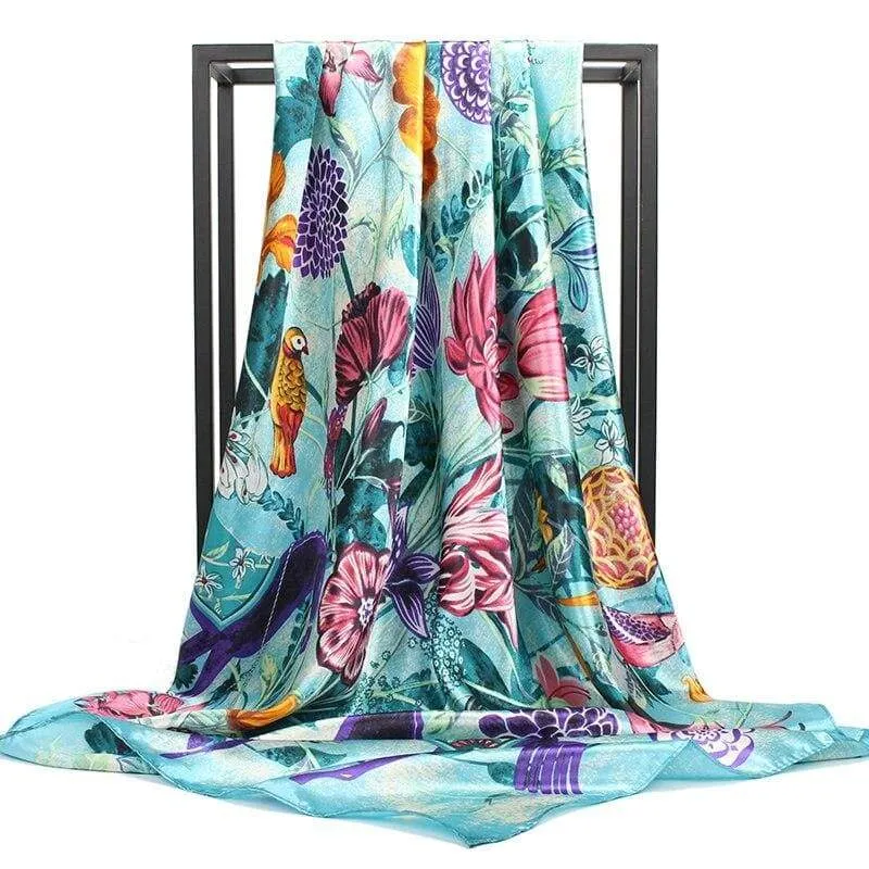 Boho trendy sky blue Scarf floral print sold by Boho Mood
