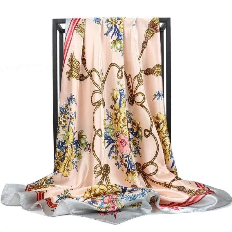 Boho Retro Pink Scarf with floral print sold by Boho Mood