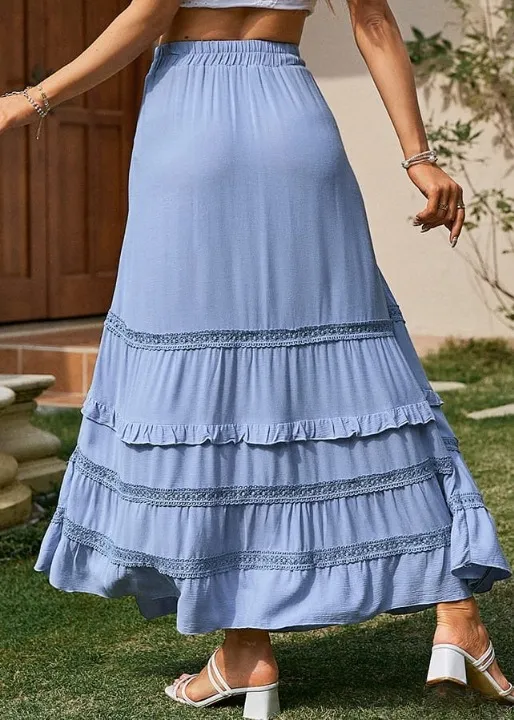 Boho Chic Blue Maxi Skirt with cord sold by Boho Mood product image thumbnail 4