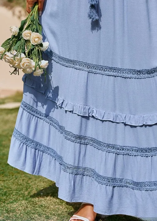 Boho Chic Blue Maxi Skirt with cord sold by Boho Mood product image thumbnail 3