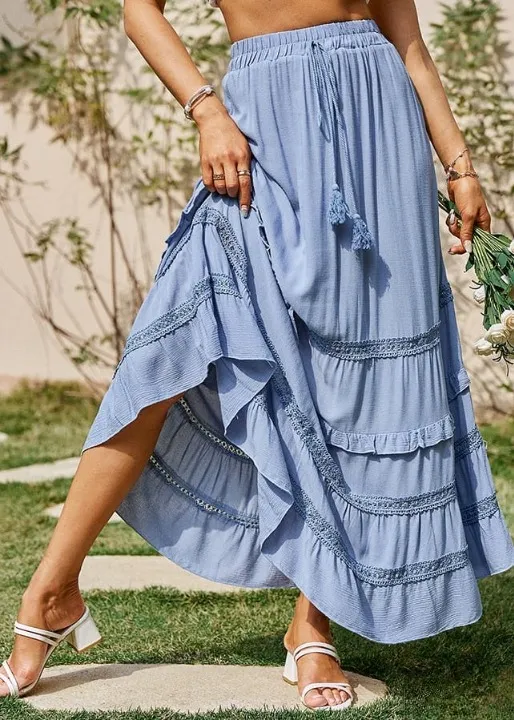 Boho Chic Blue Maxi Skirt with cord sold by Boho Mood product image thumbnail 2