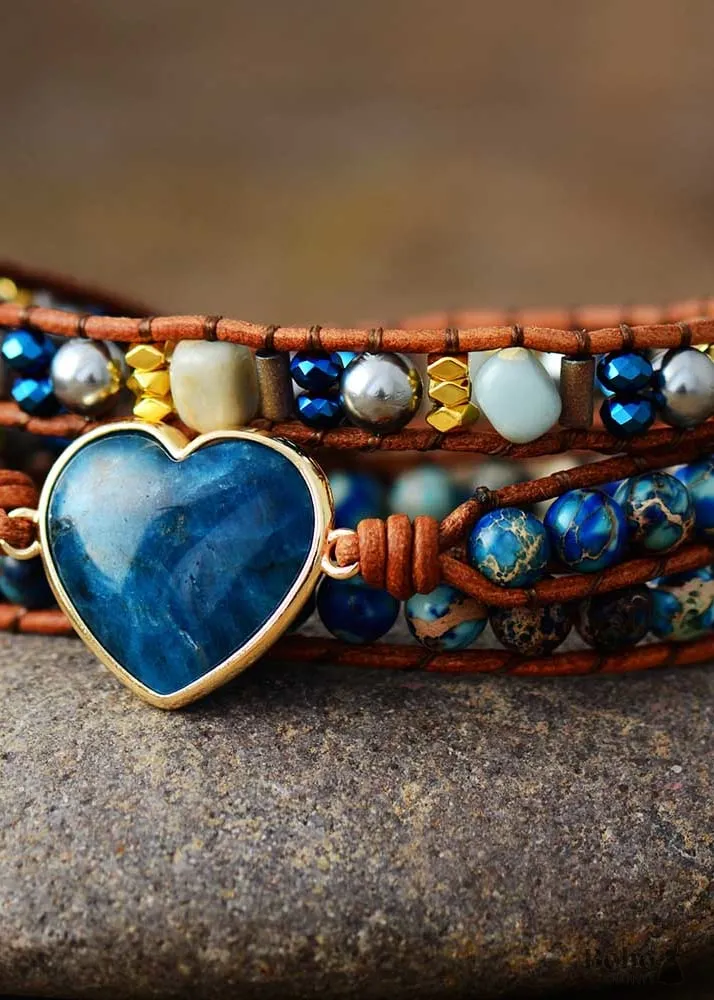 Boho Bracelet - Jasper Apatite Heart sold by Boho Mood product image thumbnail 2