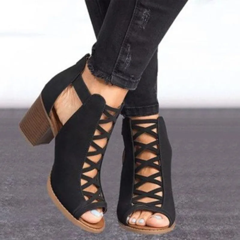 Boho High Heeled Lace-Up Open Boots sold by Boho Mood