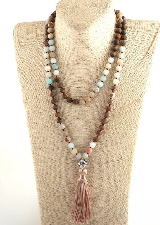 Pompom Pendant Long Boho Necklace sold by Boho Mood