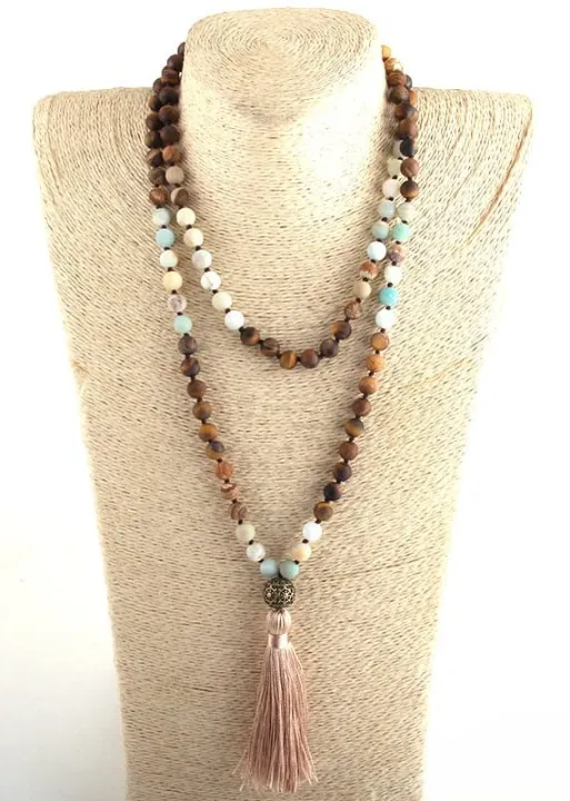 Pompom Pendant Long Boho Necklace sold by Boho Mood product image thumbnail 5