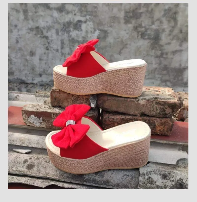 Boho Wedge Sandals with a Bow Tie sold by Boho Mood